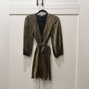 Bardot Metallic Gold Mini Dress